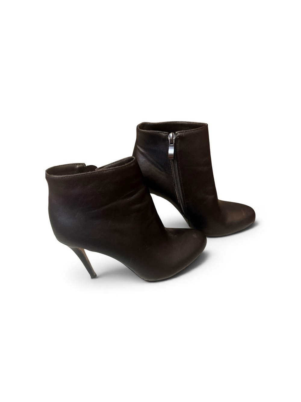 Women's Black Leather Ankle Booties with Side Zip